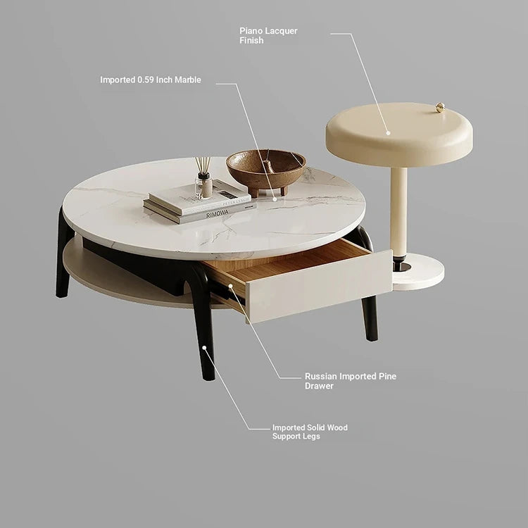 Stylish Marble and Pine Coffee Table - Modern Density Board Design for Chic Living Spaces fjd-4685