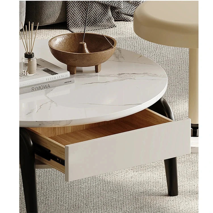 Stylish Marble and Pine Coffee Table - Modern Density Board Design for Chic Living Spaces fjd-4685