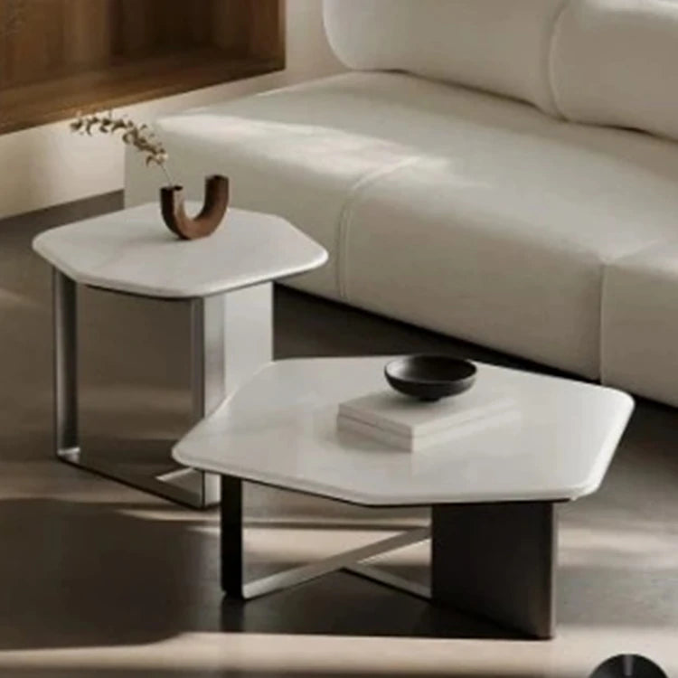 Stylish Density Board Stone Coffee Table for Modern Living Room Decor – Elegant Minimalist Design fjd-4686