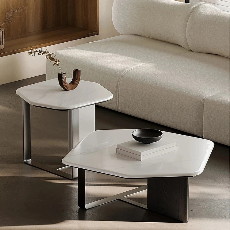Stylish Density Board Stone Coffee Table for Modern Living Room Decor – Elegant Minimalist Design fjd-4686
