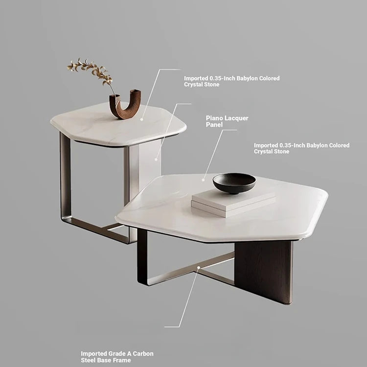 Stylish Density Board Stone Coffee Table for Modern Living Room Decor – Elegant Minimalist Design fjd-4686