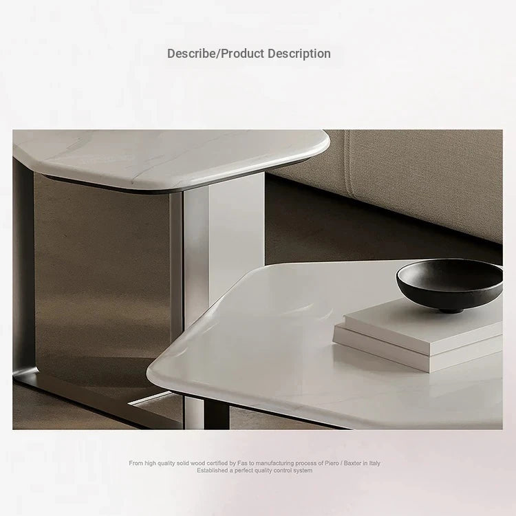 Stylish Density Board Stone Coffee Table for Modern Living Room Decor – Elegant Minimalist Design fjd-4686