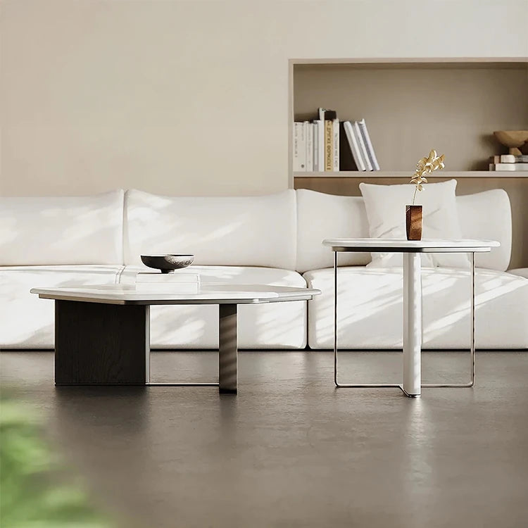 Stylish Density Board Stone Coffee Table for Modern Living Room Decor – Elegant Minimalist Design fjd-4686