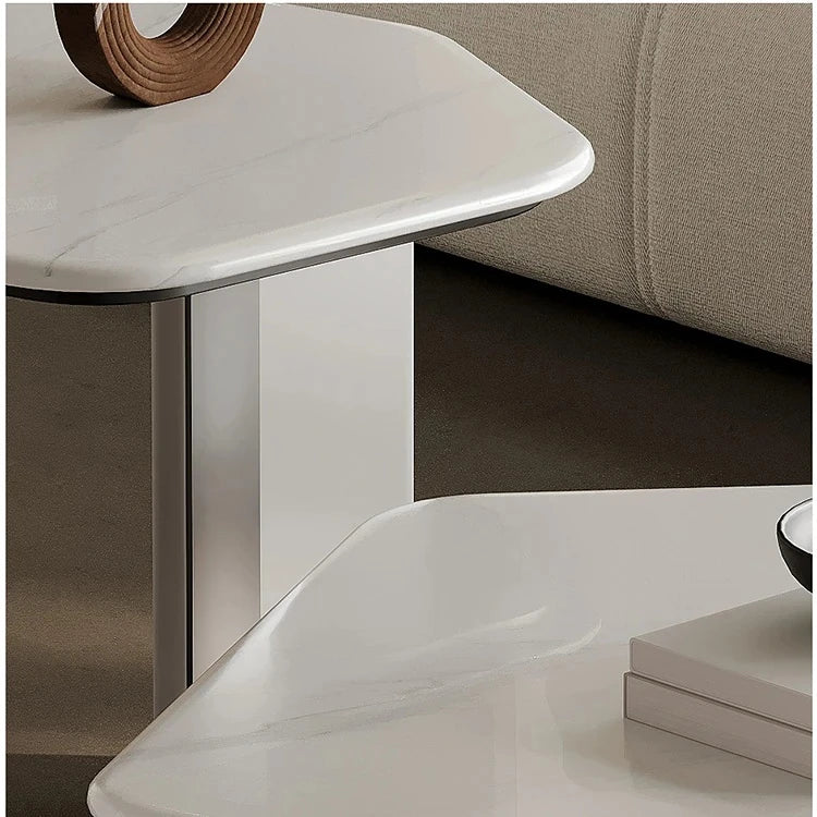 Stylish Density Board Stone Coffee Table for Modern Living Room Decor – Elegant Minimalist Design fjd-4686