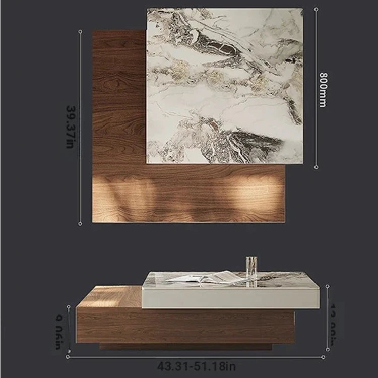 Elegant Sintered Stone Coffee Table with Modern Design - Stylish Living Room Centerpiece fjd-4687