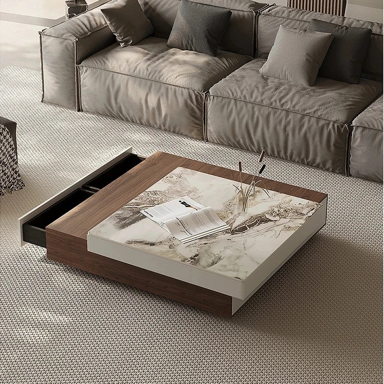 Elegant Sintered Stone Coffee Table with Modern Design - Stylish Living Room Centerpiece fjd-4687