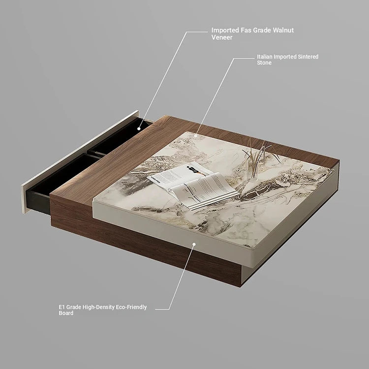 Elegant Sintered Stone Coffee Table with Modern Design - Stylish Living Room Centerpiece fjd-4687