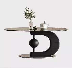 Stylish Tempered Glass Coffee Table Set with Ash Wood and Stainless Steel Base - Modern Living Room Accent Furniture fjd-4688