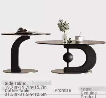 Stylish Tempered Glass Coffee Table Set with Ash Wood and Stainless Steel Base - Modern Living Room Accent Furniture fjd-4688