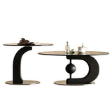 Stylish Tempered Glass Coffee Table Set with Ash Wood and Stainless Steel Base - Modern Living Room Accent Furniture fjd-4688