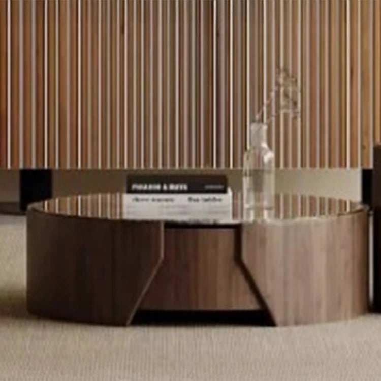 Stylish Stone Density Board Coffee Table - Modern Round Design for Your Living Room fjd-4690
