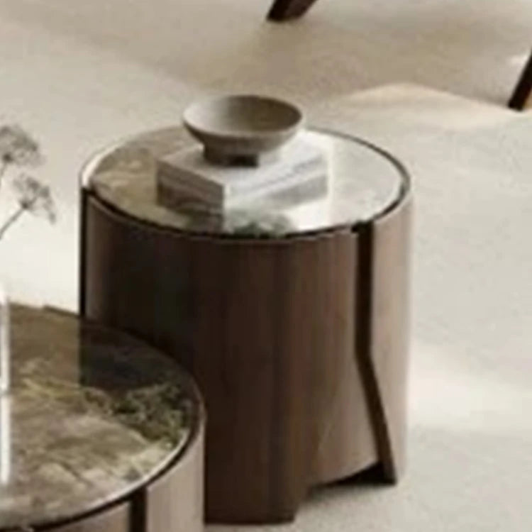 Stylish Stone Density Board Coffee Table - Modern Round Design for Your Living Room fjd-4690