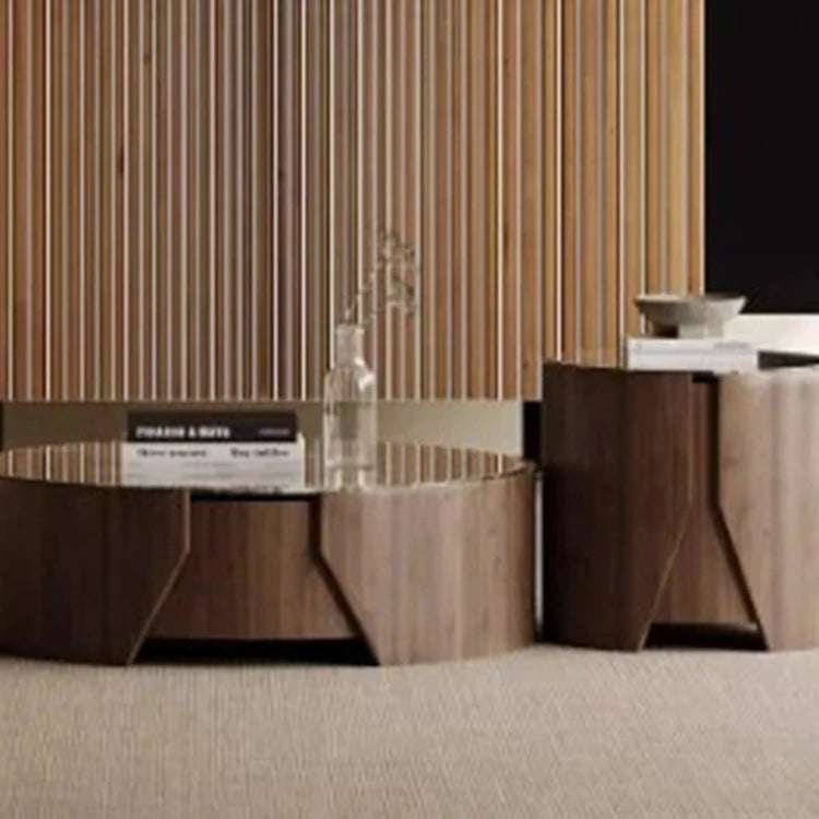 Stylish Stone Density Board Coffee Table - Modern Round Design for Your Living Room fjd-4690