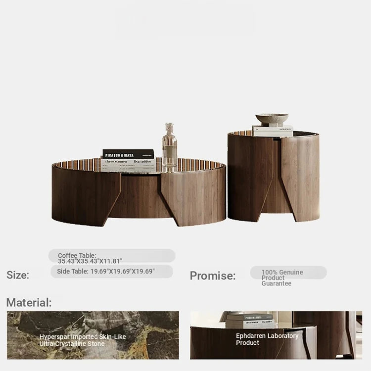 Stylish Stone Density Board Coffee Table - Modern Round Design for Your Living Room fjd-4690