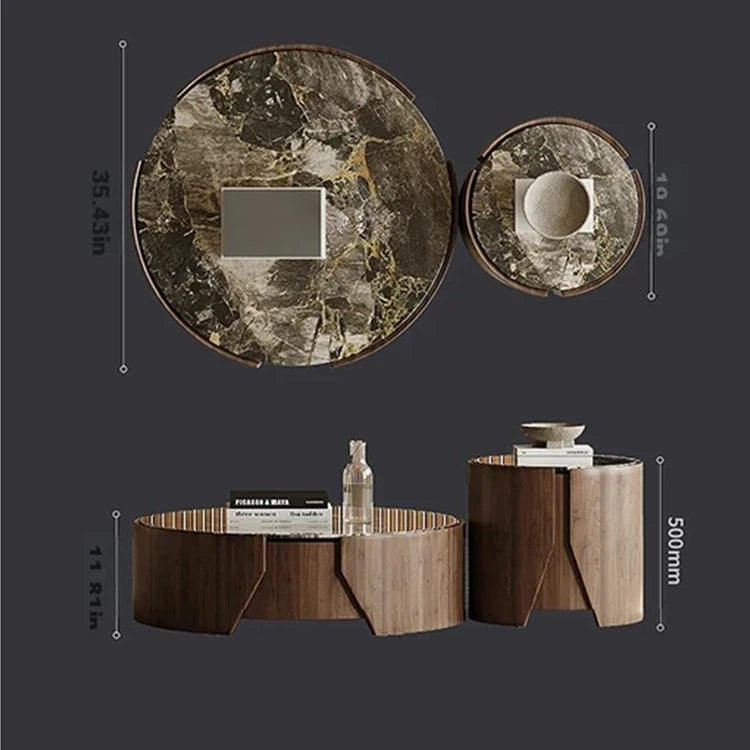 Stylish Stone Density Board Coffee Table - Modern Round Design for Your Living Room fjd-4690