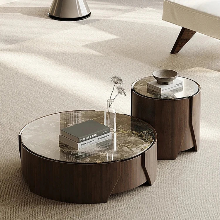 Stylish Stone Density Board Coffee Table - Modern Round Design for Your Living Room fjd-4690