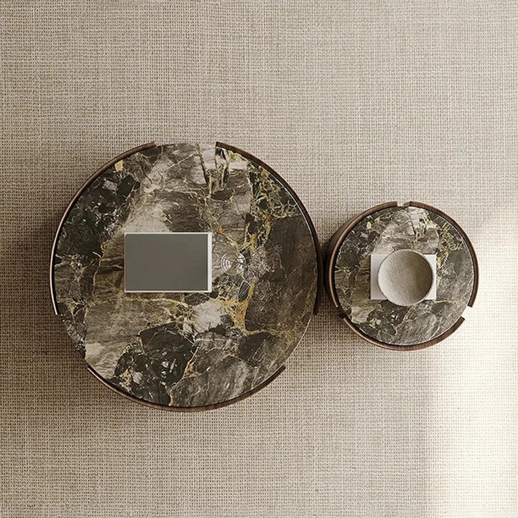 Stylish Stone Density Board Coffee Table - Modern Round Design for Your Living Room fjd-4690