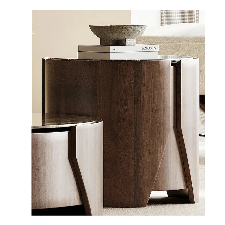 Stylish Stone Density Board Coffee Table - Modern Round Design for Your Living Room fjd-4690
