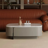Modern Square Coffee Table in Stone Density Board with Stainless Accents - Elegant Living Room Centerpiece fjd-4691