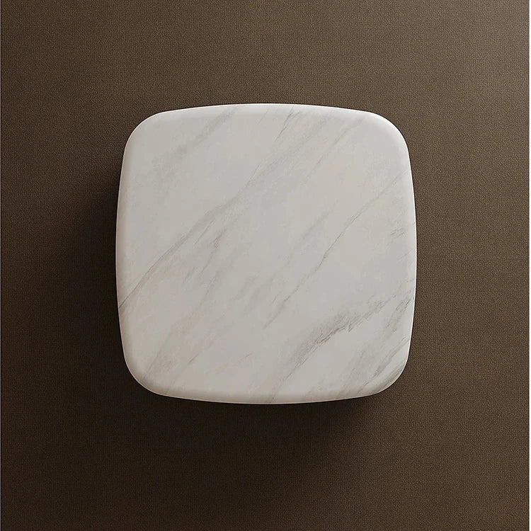 Modern Square Coffee Table in Stone Density Board with Stainless Accents - Elegant Living Room Centerpiece fjd-4691