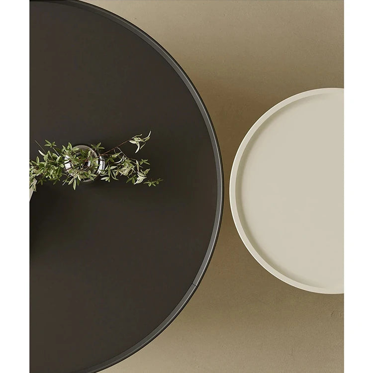 Stylish Round Coffee Table with Storage - Modern Pine and Stainless Steel Design for Living Room Elegance fjd-4692