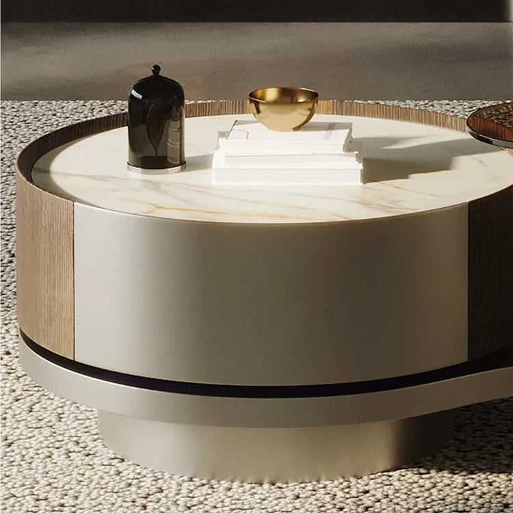 Modern Sintered Stone Coffee Table with Unique Design - Stylish Glass Top & Elegant Base fjd-4693