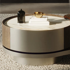 Modern Sintered Stone Coffee Table with Unique Design - Stylish Glass Top & Elegant Base fjd-4693