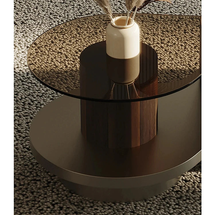 Modern Sintered Stone Coffee Table with Unique Design - Stylish Glass Top & Elegant Base fjd-4693