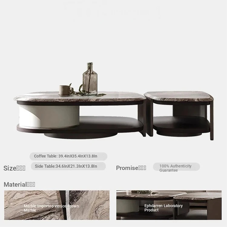 Elegant Marble Coffee Table Set | Modern Density Board & Stainless Steel Design | Stylish Living Room Centerpiece fjd-4694