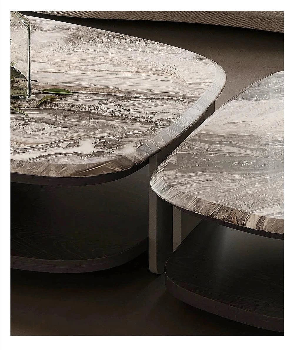 Elegant Marble Coffee Table Set | Modern Density Board & Stainless Steel Design | Stylish Living Room Centerpiece fjd-4694