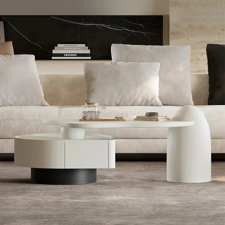 Sleek Modern Sintered Stone Pine Coffee Table with Unique Design and Storage Solutions for Contemporary Living Spaces fjd-4695
