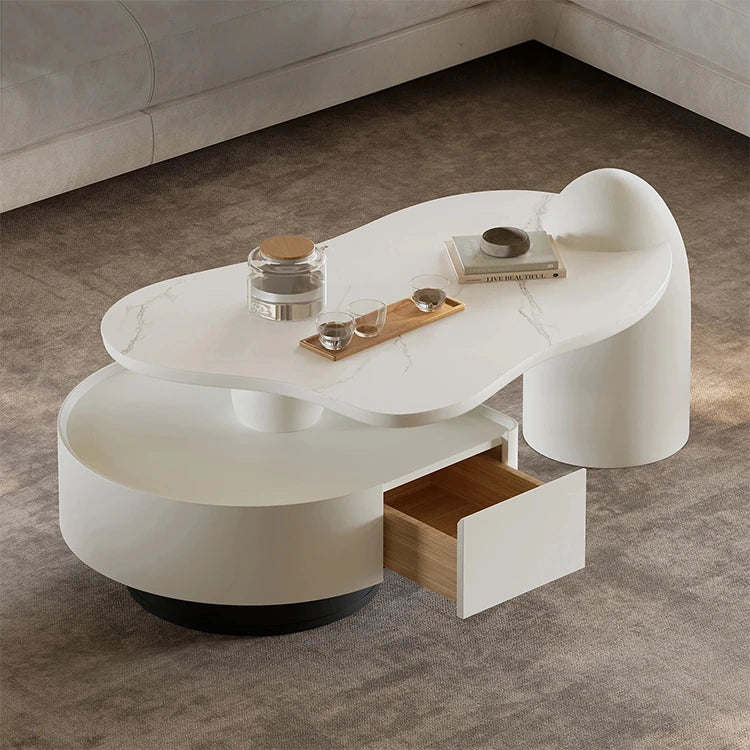 Sleek Modern Sintered Stone Pine Coffee Table with Unique Design and Storage Solutions for Contemporary Living Spaces fjd-4695