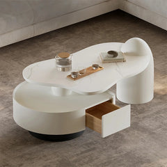 Sleek Modern Sintered Stone Pine Coffee Table with Unique Design and Storage Solutions for Contemporary Living Spaces fjd-4695