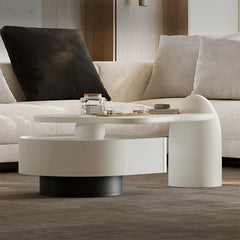 Sleek Modern Sintered Stone Pine Coffee Table with Unique Design and Storage Solutions for Contemporary Living Spaces fjd-4695