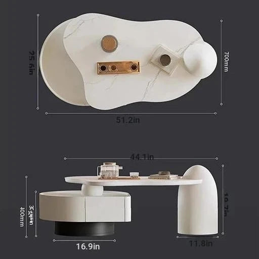 Sleek Modern Sintered Stone Pine Coffee Table with Unique Design and Storage Solutions for Contemporary Living Spaces fjd-4695