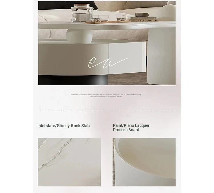 Sleek Modern Sintered Stone Pine Coffee Table with Unique Design and Storage Solutions for Contemporary Living Spaces fjd-4695