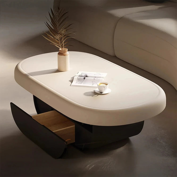 Modern Density Board Coffee Table with Solid Wood Base - Stylish Minimalist Design for Living Room fjd-4696