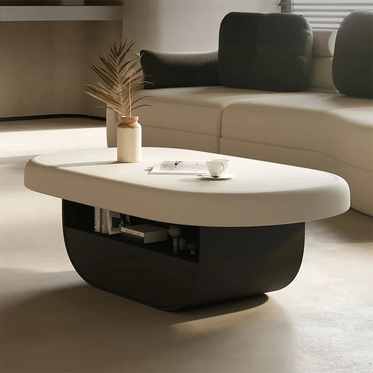 Modern Density Board Coffee Table with Solid Wood Base - Stylish Minimalist Design for Living Room fjd-4696