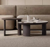 Elegant Stone and Tempered Glass Coffee Table – Modern Design for Stylish Living Rooms fjd-4697
