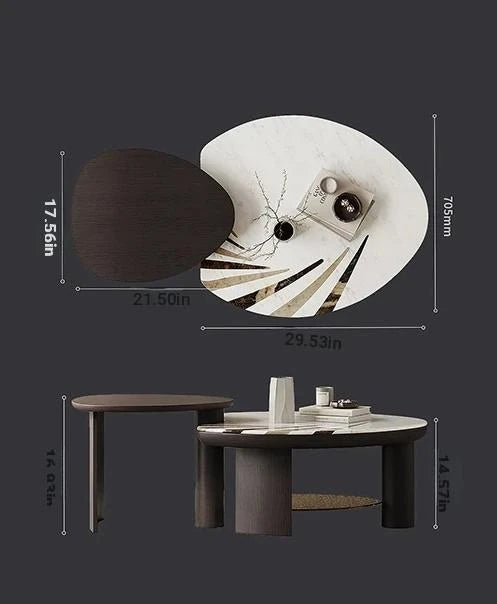 Elegant Stone and Tempered Glass Coffee Table – Modern Design for Stylish Living Rooms fjd-4697