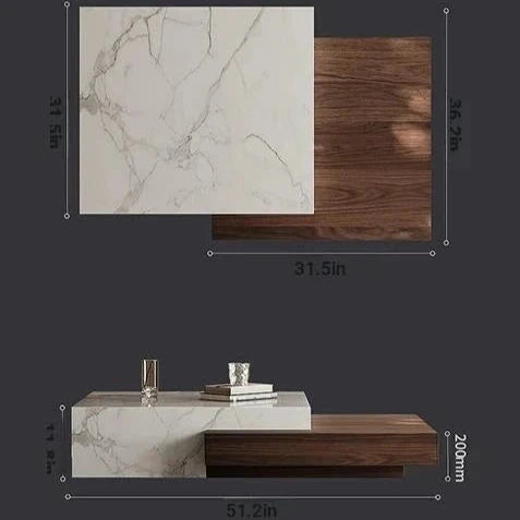 Modern Elegant Coffee Table with Sintered Stone and Pine Density Board - Stylish Centerpiece for Living Room Decor fjd-4698