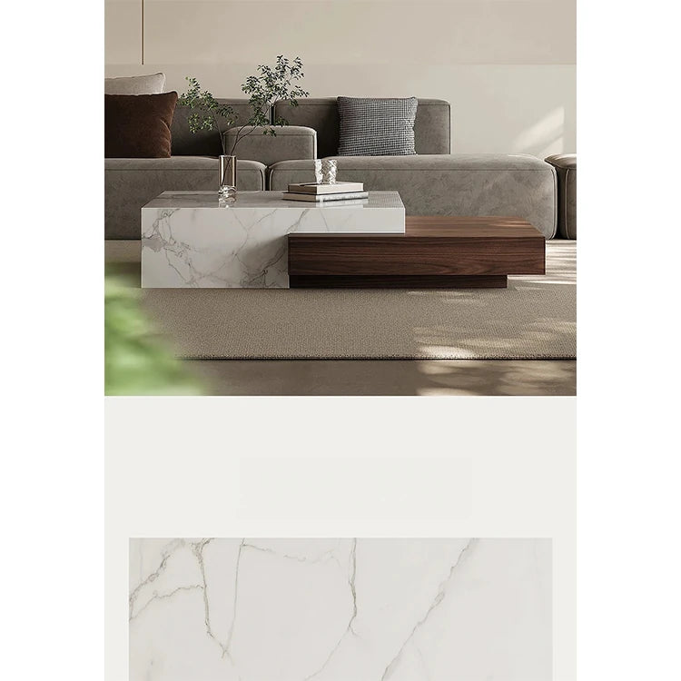 Modern Elegant Coffee Table with Sintered Stone and Pine Density Board - Stylish Centerpiece for Living Room Decor fjd-4698