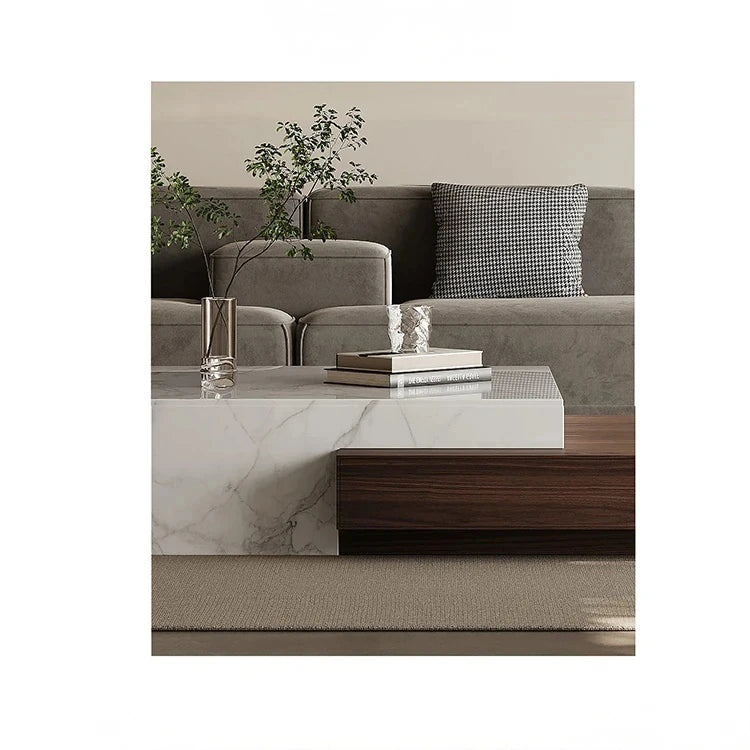 Modern Elegant Coffee Table with Sintered Stone and Pine Density Board - Stylish Centerpiece for Living Room Decor fjd-4698