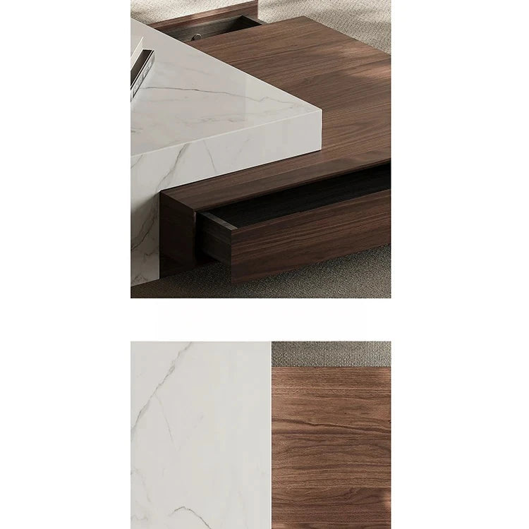 Modern Elegant Coffee Table with Sintered Stone and Pine Density Board - Stylish Centerpiece for Living Room Decor fjd-4698