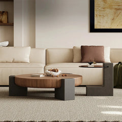 Stylish Ash Wood Coffee Table with Tempered Glass Top – Modern Centerpiece for Living Room fjd-4699