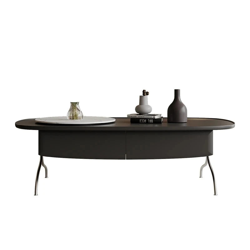 Modern Sintered Stone Coffee Table with Stainless Steel Base - Stylish Oval Design for Living Room fjd-4703
