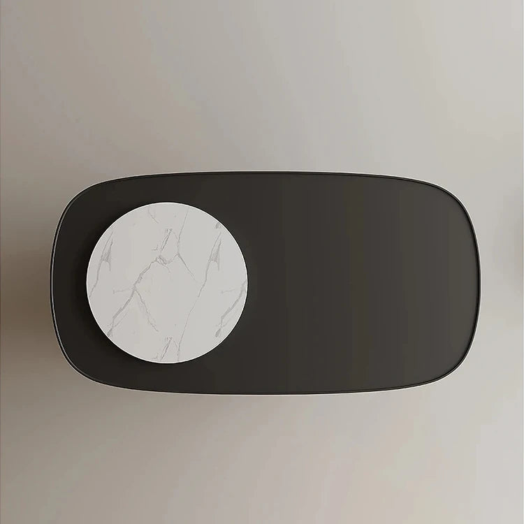 Modern Sintered Stone Coffee Table with Stainless Steel Base - Stylish Oval Design for Living Room fjd-4703