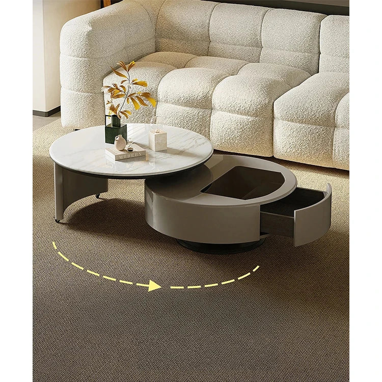 Modern Stone and Tempered Glass Coffee Table with Pine Density Board – Stylish Living Room Centerpiece fjd-4704