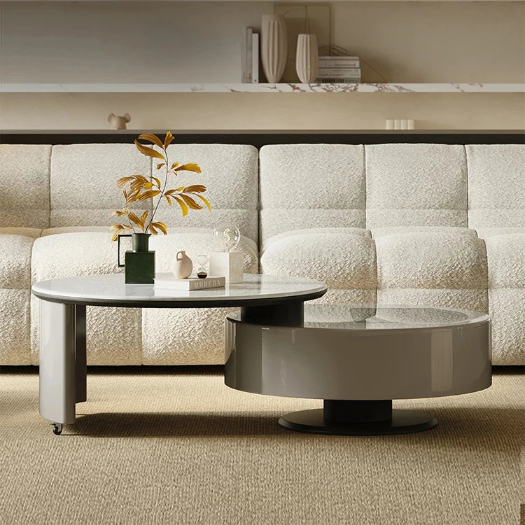 Modern Stone and Tempered Glass Coffee Table with Pine Density Board – Stylish Living Room Centerpiece fjd-4704