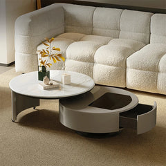 Modern Stone and Tempered Glass Coffee Table with Pine Density Board – Stylish Living Room Centerpiece fjd-4704